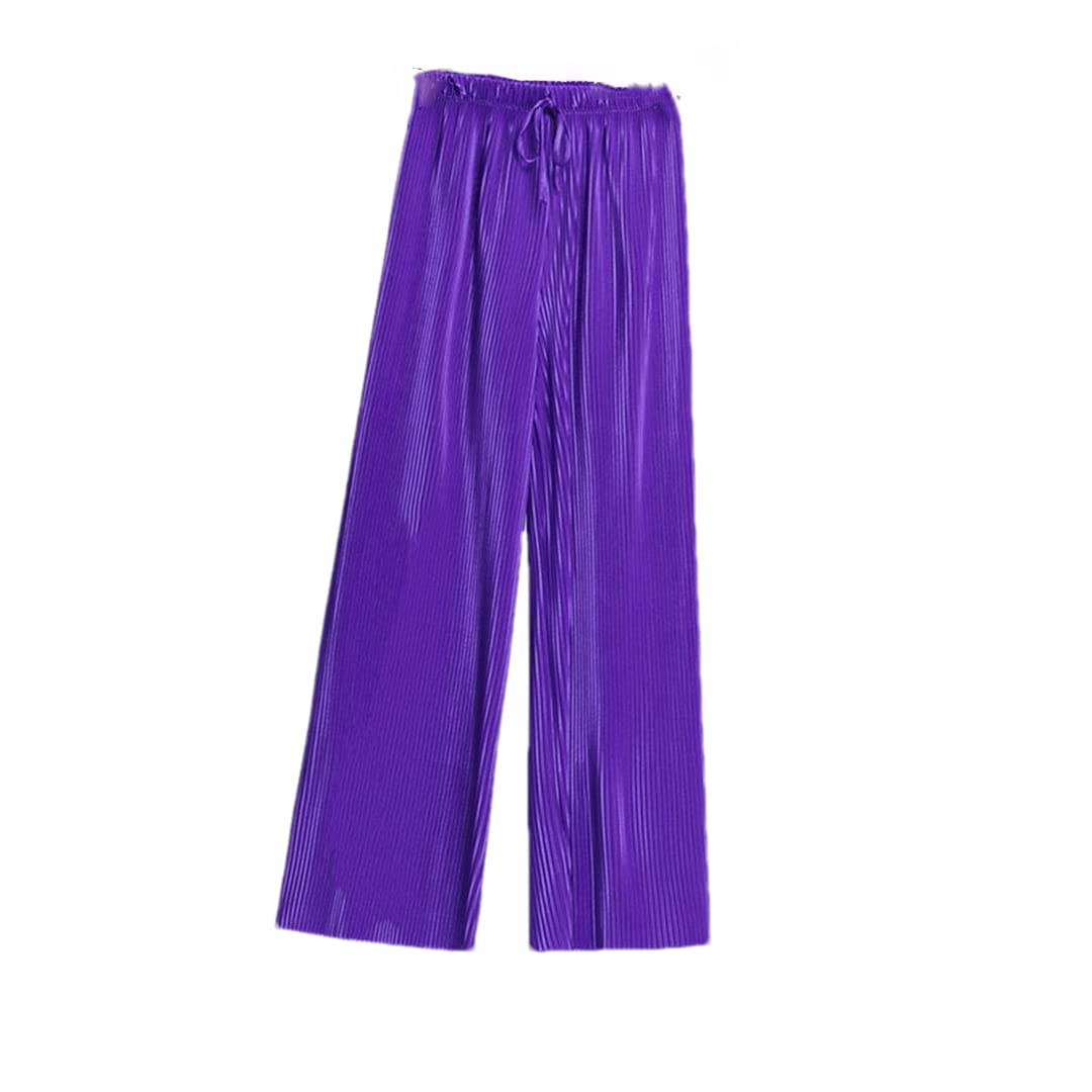 ERFMFKL Harajuku Pleate Oversize Wide Leg Pants Lace-Up High Waist Elastic Woman Casual Trousers