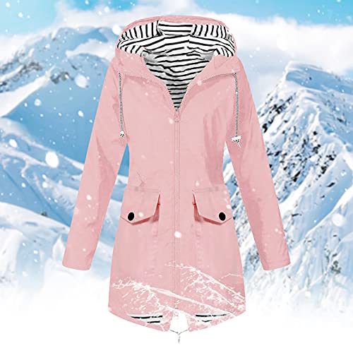 Zeiayuas Damen Regenjacke Regenmantel Mit Kapuze ÜBergangsjacke Atmungsaktiv Mantel Einfarbig Wasserdichte Softshelljacke Bequeme Leichte Kapuzenjacke Outdoorjacke Mittellange Windbreaker Wanderjacke
