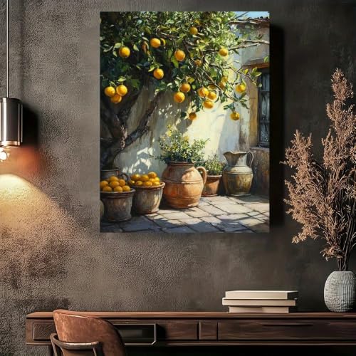 Lienzos de limoneros vintage para renovar paredes oscuras y vacías 5