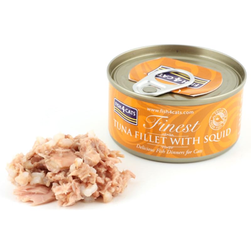 Fish4Cats Can Tuna Fillet With Squid 70g Pack of 10