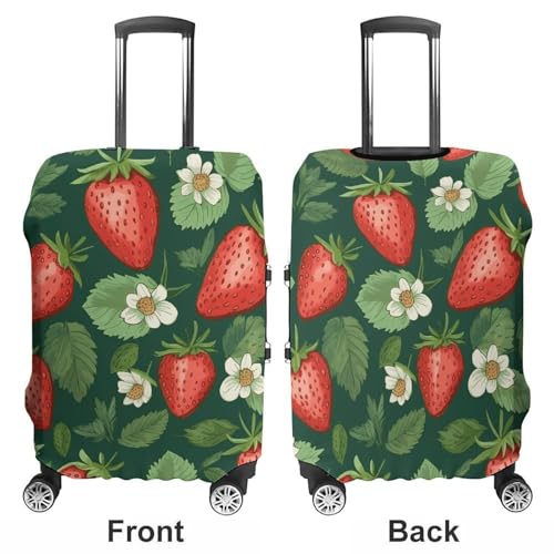 Fresh Strawberries And Leaves Travel Luggage Cover Anti-scratch Suitcase Cover Elastic Suitcase Protective Cover Fits 19-32 Inch Luggage XL3