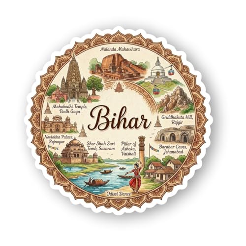 Image of Textured Finish Acrylic Fridge Magnet - UV Texture Printed, Stylish Multicolor Magnet for Fridge, Wardrobe & Metal Surfaces, Pack of 1 (Bihar)