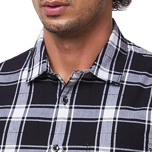 Image of Spykar Men's Regular Fit N /A Full Sleeve Checked Casual Shirts