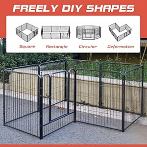 Dog Playpen,32/40/45 Inch Height in Heavy Duty, Folding Indoor Outdoor Anti-Rust Dog Exercise Fence, Portable Pet Playpen with Door for Large Medium Small Dogs and Pet (8 Panels, 32 Inch)