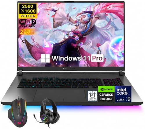 Image of ASUS ROG Strix G18 Gaming Laptop, Intel Core Ultra 9 275HX (Up to 5.4GHz), NVIDIA RTX 5060 8GB GDDR7, 18 inch 2.5K 240Hz 3ms Display, 64 GB DDR5 5600MHz RAM, 4 TB SSD, RGB Backlit KB, Thunderbolt 4