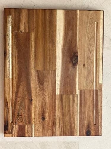 DLS Tabla Cortar Cocina- Tabla de Cortar Cocina Madera- Tabla Madera Cocina Acacia Hecha a Mano Cortar Pan, Embutidos, Queso (XL SIN PERSONALIZAR 40X32X2,6CM)