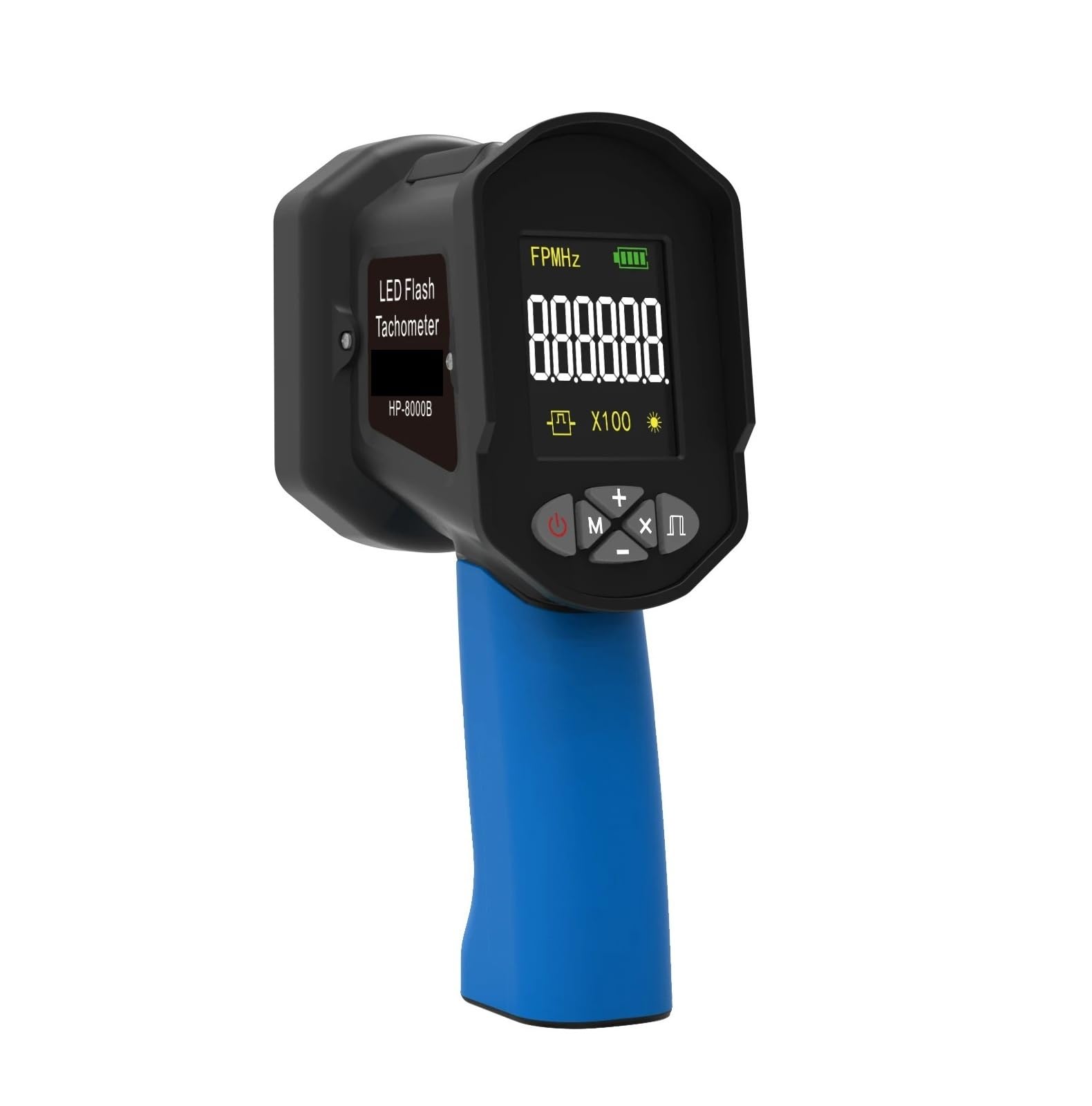 Medidor estroboscópico LED 60000-100000 RPM medidor de velocidad de Flash LED tacómetro sin contacto pantalla Digital for Motor Para motores, tornos.(Blue)