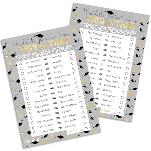 DISTINCTIVS Graduation Party Game - This or that Game for Teens and Adults Class of 2026 25 Guests