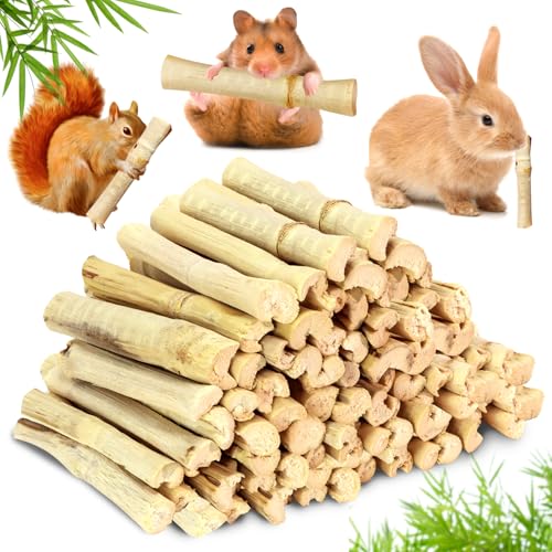 2lb Natural Sweet Bamboo Chew Sticks Organic Molar Teething Treats Rich in Xylose & Vitamins Dental Grinding Chew Toys for Rabbits Guinea Pigs Hamsters Chinchillas and Small Rodent Animals