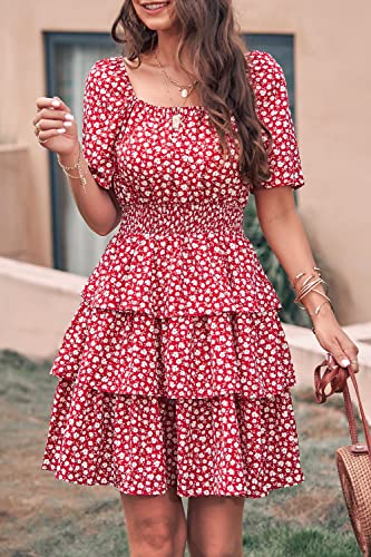 Image of PRETTYGARDEN Women's Summer Floral Ruffle Short Dress