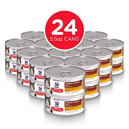 Hill's Science Diet Wet Cat Food, Adult, Hairball Control, Cans, 24-pack