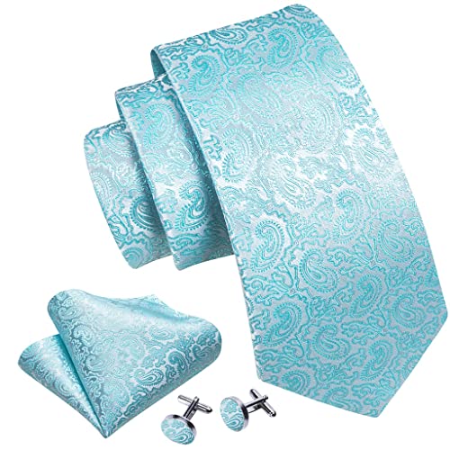 Set Corbata Verde y Plata con Pañuelo y Gemelos en Seda