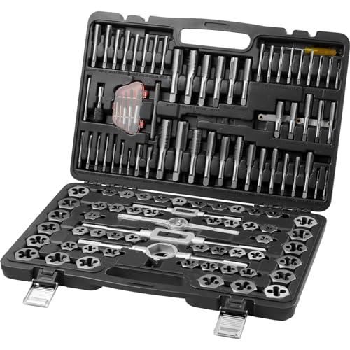 VEVOR Tap and Die Set, 116-Piece Include Metric and SAE Size, Bearing Steel Taps and Dies, Essential Threading Tool for Cutting External Internal Threads, with Complete Accessories and Storage Case 9 VEVOR Tap and Die Set, 116-Piece Include Metric and SAE Size, Bearing Steel Taps and Dies, Essential Threading Tool for Cutting External Internal Threads, with Complete Accessories and Storage Case - Image 9