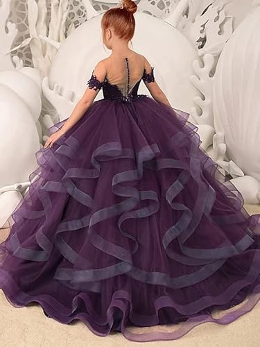 Christmas Flower Girl Dress For Wedding Kids Button Draped Tulle Ball Gowns For Kids Black Us8 #TOP1