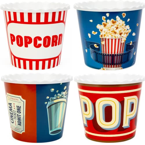 Funny Mood Style Reusable Plastic Popcorn Containers/Popcorn Bowls Set for Movie Theater Night -...