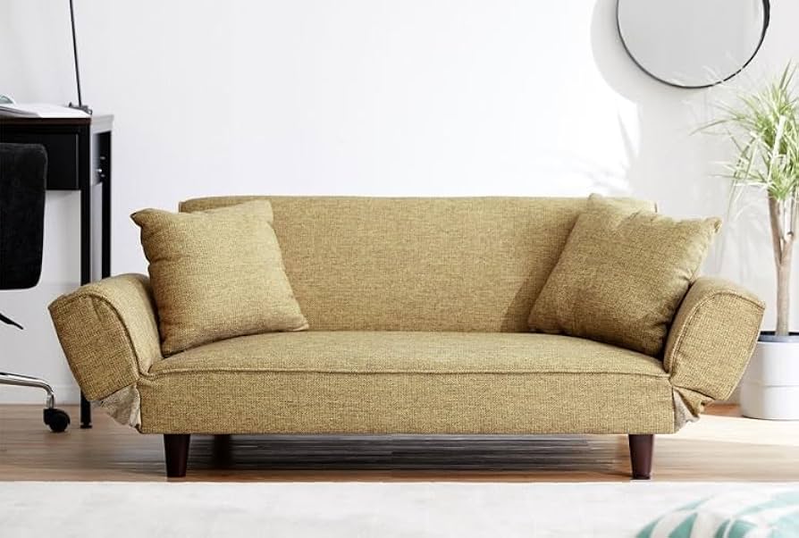 cinamonベージュファブリックソファ 2個クッション付き ソファー コーナーソファー カウチソファー おしゃれ ソファー