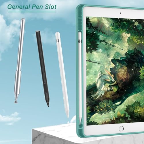 Image of Printme iPad 9.7 Case (2018 /2017 Model, 6th /5th Generation), Smart Cover with Pencil Holder and Soft Baby Skin Silicone Back and Full Body Protection, Auto Wake /Sleep Cover (Forest Green)