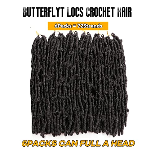 Butterfly Locs Crochet Hair 6 Packs: Long Distressed Soft Faux Locs - Pre looped Synthetic Crochet Braids (1B, 24 Inch) - Image 3