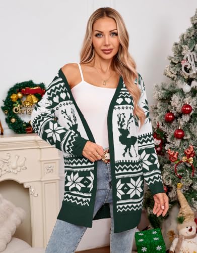 Image of Alsol Lamesa Women's Long Sleeve Heart Cardigan Sweaters V Neck Open Front Knit Coat