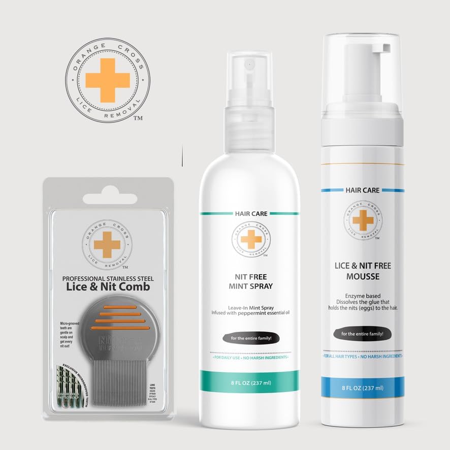 Miniatura 6 de Orange Cross - Peine profesional para eliminar piojos, liendres y piojos de acero inoxidable, cepillo de tratamiento de cabeza