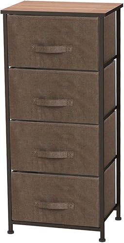 Home Basics Organizador de almacenamiento con varios cajones (4 cajones, marrón)