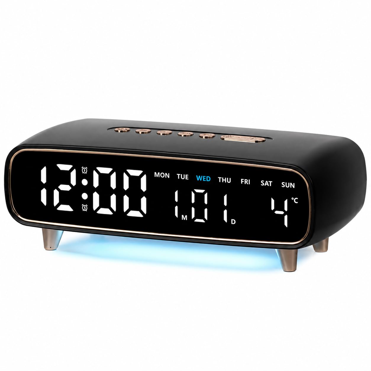 AERYS Premium Digital LED Alarm Clock with 1 Year Warranty Month, Date,Day & Tempe. Display Dual Alarm,Soft Bottom Night Light,Large LED Display,Snooze, 12/24H Desk Clock for Bedroom,Office & Home