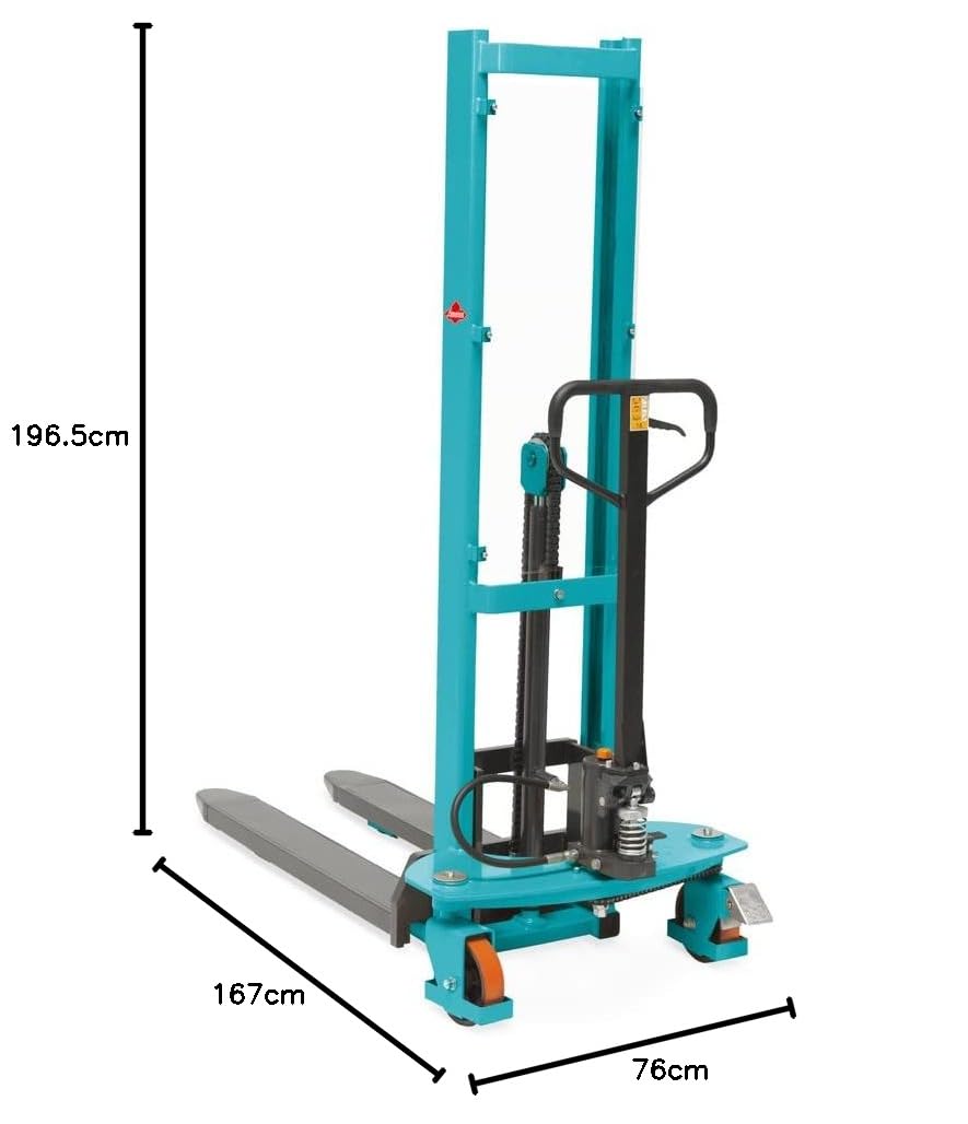 Ameise Hydraulik-Stapler PSM | 1.000 kg Tragkraft | 1.600 mm Hubhöhe | 1.100 mm Gabellänge | Einfach-Hubgerüst mit Initialhub | Hochleistungs-Hydraulikpumpe | Hochhubwagen manuell | Stahlrahmen