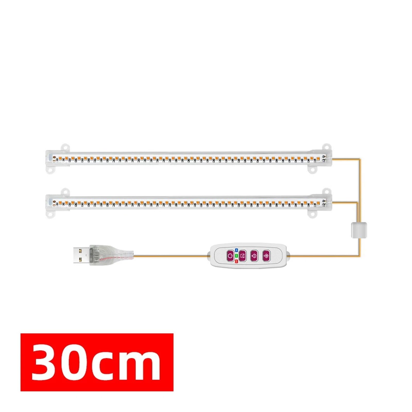Lampara para Plantas, 1/2/3/4 tiras de luz LED for cultivo plantas interior, lámpara Phyto espectro completo USB con temporizador regulable, for flores y verduras(30CM(One Tows Two))