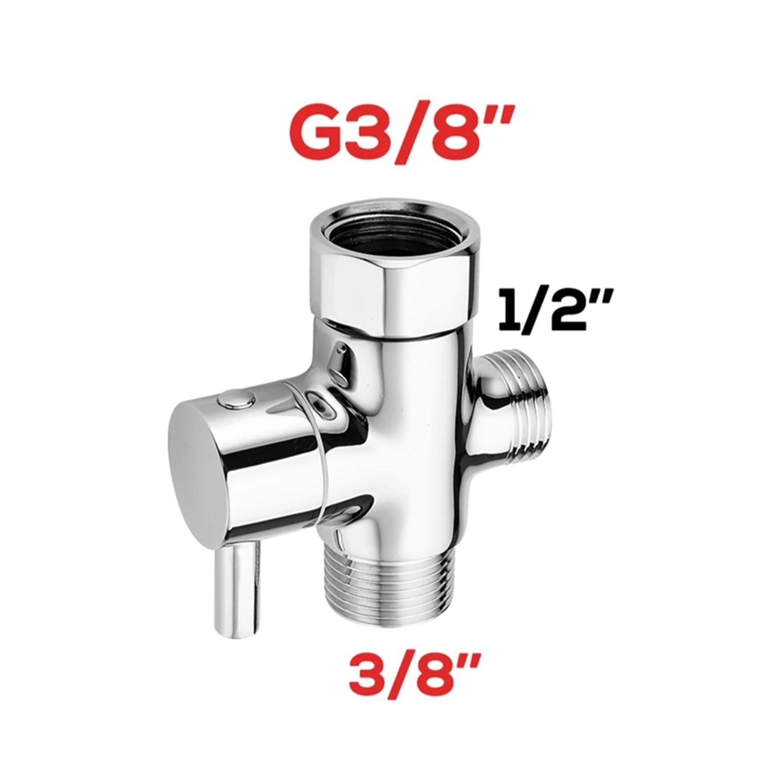 Chromowany zawór prysznicowy 3-drogowy adapter T