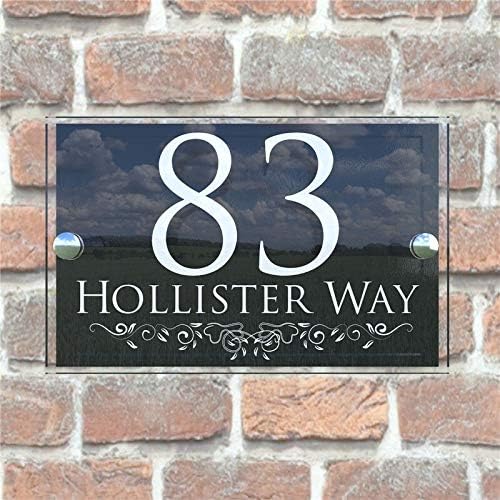 House Number 200x140mm Personalised House Number Sign Door Numbers Street Address Plaques Modern Glass Digital (Color : Black)