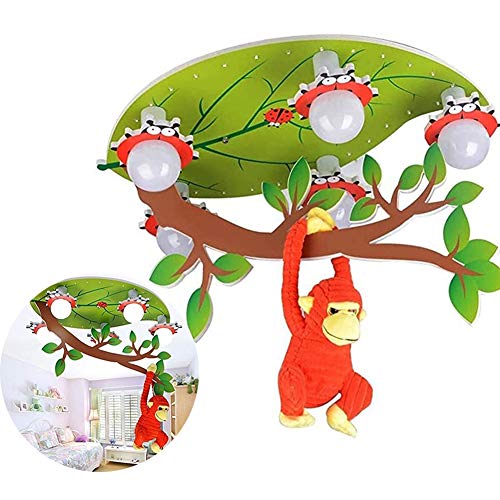 Preisvergleich Produktbild LED Deckenleuchte DimmbarKronleuchter für Kinderzimmer Schlafzimmer Unterputz Leuchte Pendelleuchte Kreativer Cartoon-Affe Mit Fernbedienung (Color : Red)