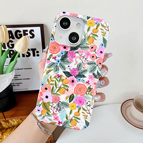 J.west Iphone 13 Case 6.1, Soft Shockproof Cute Floral Phone Protective Cover For Women, Garden Flower Pattern Design Slim Fit Anti-Scratch Phone Case For Girl #TOP3
