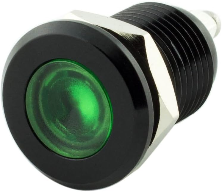 12mm 1/2" Green 12V LED Metal Indicator Pilot Custom Dash Light Lamp