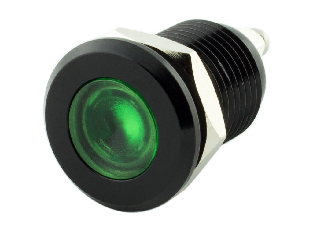 12mm 1/2" Green 12V LED Metal Indicator Pilot Custom Dash Light Lamp
