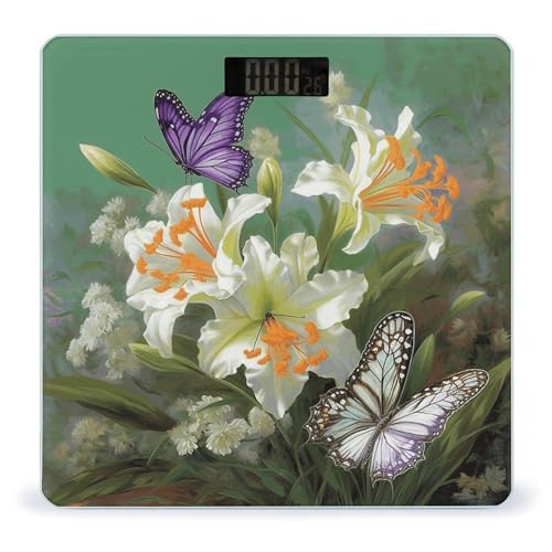 Báscula digital de baño con vidrio templado y pantalla LCD miniatura 1