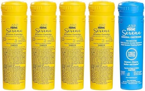 FROG Serene Replacement Mineral and Bromine Cartridge Kit for use with Hot Tub FROG Serene Floating Sanitizing System - Prefilled for Quick & Easy Hot Tub Maintenance - 4 Month Bundle