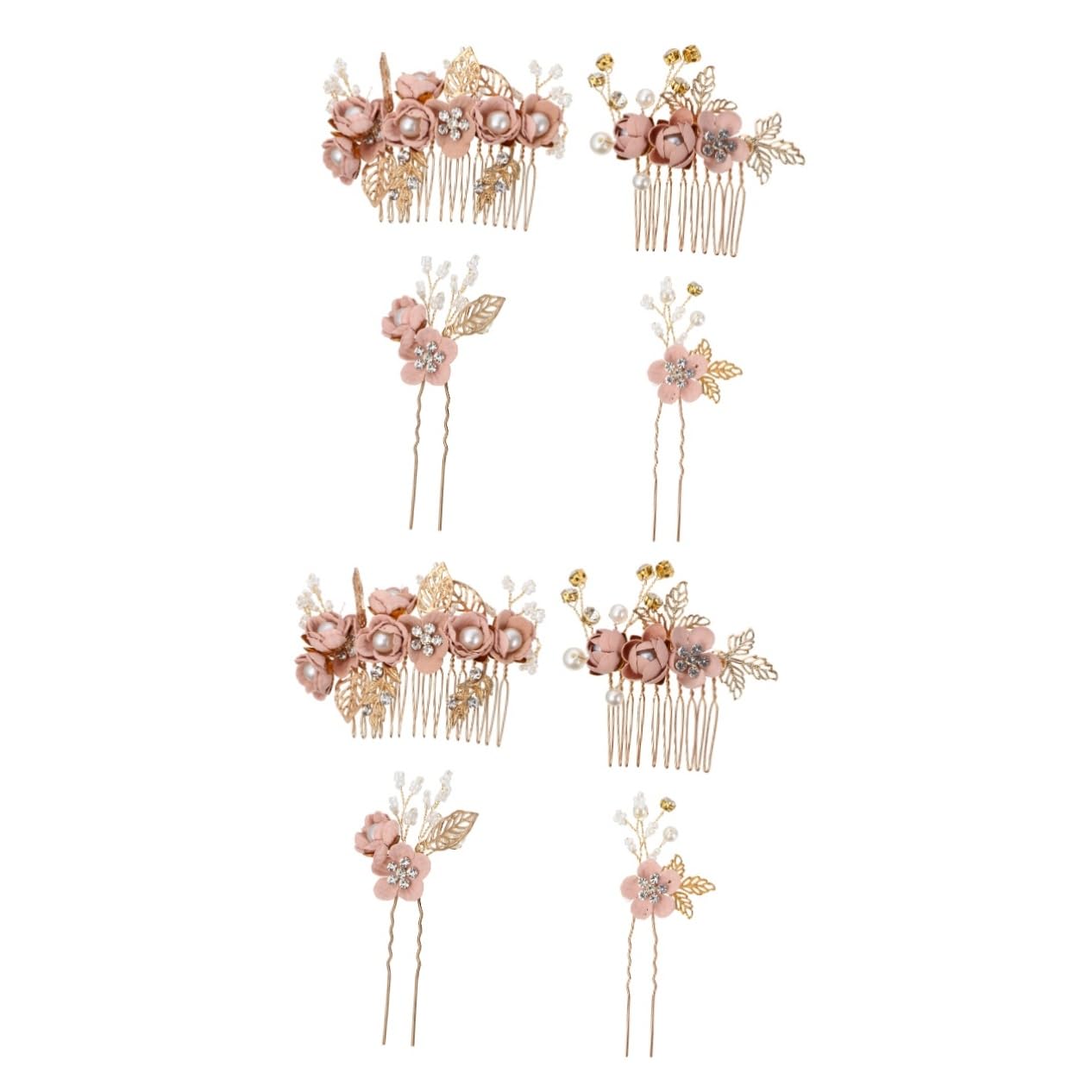 MAGICLULU 8 Stk Blumenkamm-haarnadel-set Haarnadeln Hochzeitshaarspangen Für Bräute Blumendekor Blumenkopfschmuck Haar Klammern Hochzeit Haarkamm Rosa Koreanisch Braut Plastik Einstellen