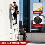 Telescoping Ladder, 12.5 FT Aluminum Lightweight Extension Ladder with 2 Triangle Stabilizers, 330lbs Max Capacity, Multi-Purpose Collapsible Ladder for Home Use and Outdoor Working
