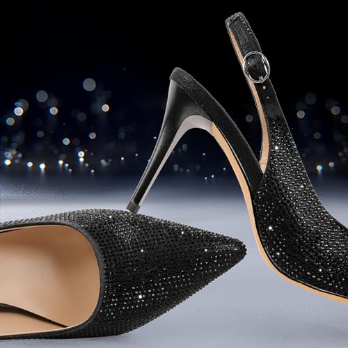 Image of YODEKS Women's Slingback Heels Pointy Toe Buckle Strap Pump Sandals Close Toe 3.5 Inch Stiletto High Heel Pumps Wedding Bridal Party Prom Shoes