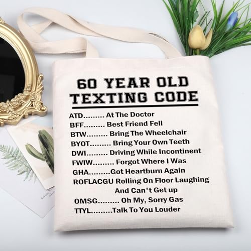 Bolsa Tote con código de texto para cumpleaños 60 miniatura 3