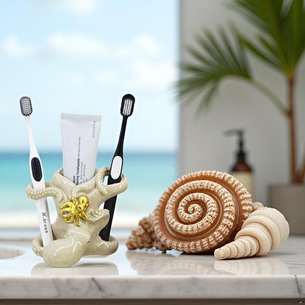 Shanco Zahnbürstenhalter Oktopus – Kunstharz, Mutter & Baby, 12,7x10,4x10,4 Cm
