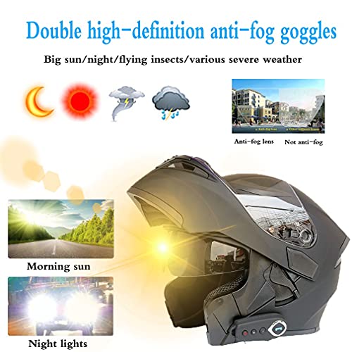 Casques de moto Bluetooth modulaires avec double visière et micro automatique en taille M - 4