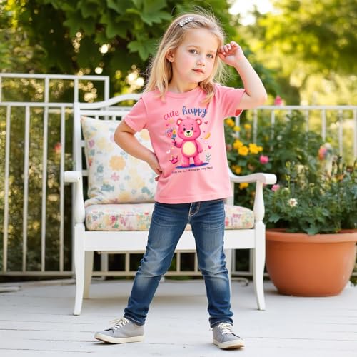 Image of Girls' Graphic Tee and Jeans Set - Stylish and Comfortable Short-sleeved tops and pant Outfit 2-8 Years