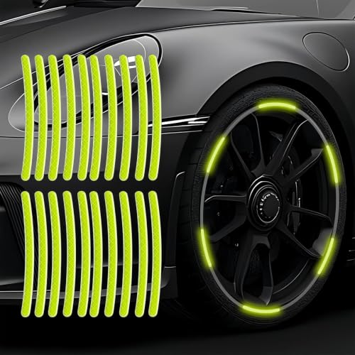 Image of 20PCS Car Wheel Reflective Decorative Strip,Night Safety Warning Stickers,Cars,Motorcycles,Bicycles are Applicable, Colorful and Diverse, a Street the Most Beautiful Car (Yellow)
