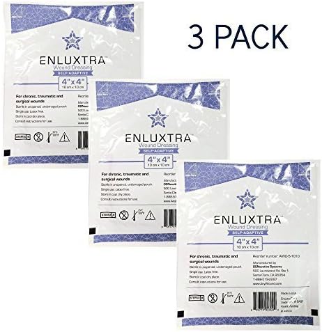 004 Any Wound Dressings - 4x4 Enluxtra, Pack of 3, Self-Adaptive Super Absorbent by Enluxtra AnyWound