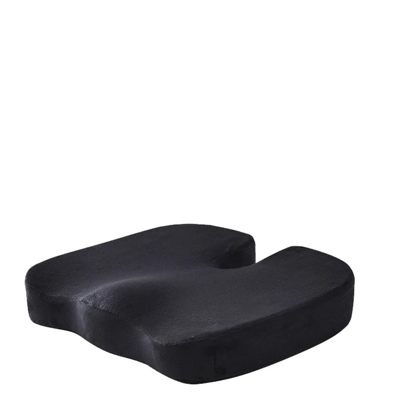 XCFTYRU Office chair cushion， Gel Orthopedic Memory Cushion Foam U Coccyx Travel Seat(Short Plush black,Memory Foam)