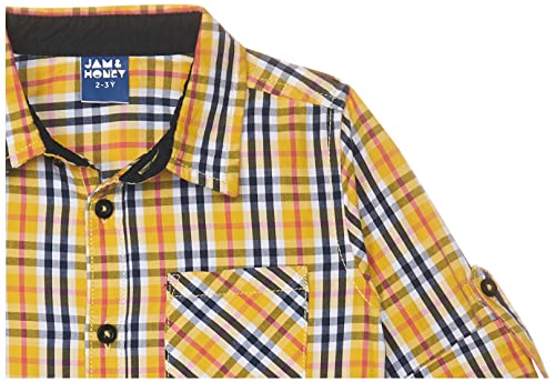 Image of Amazon Brand - Jam & Honey Boys 100% Cotton Printed Regular Fit Long Sleeve Shirt