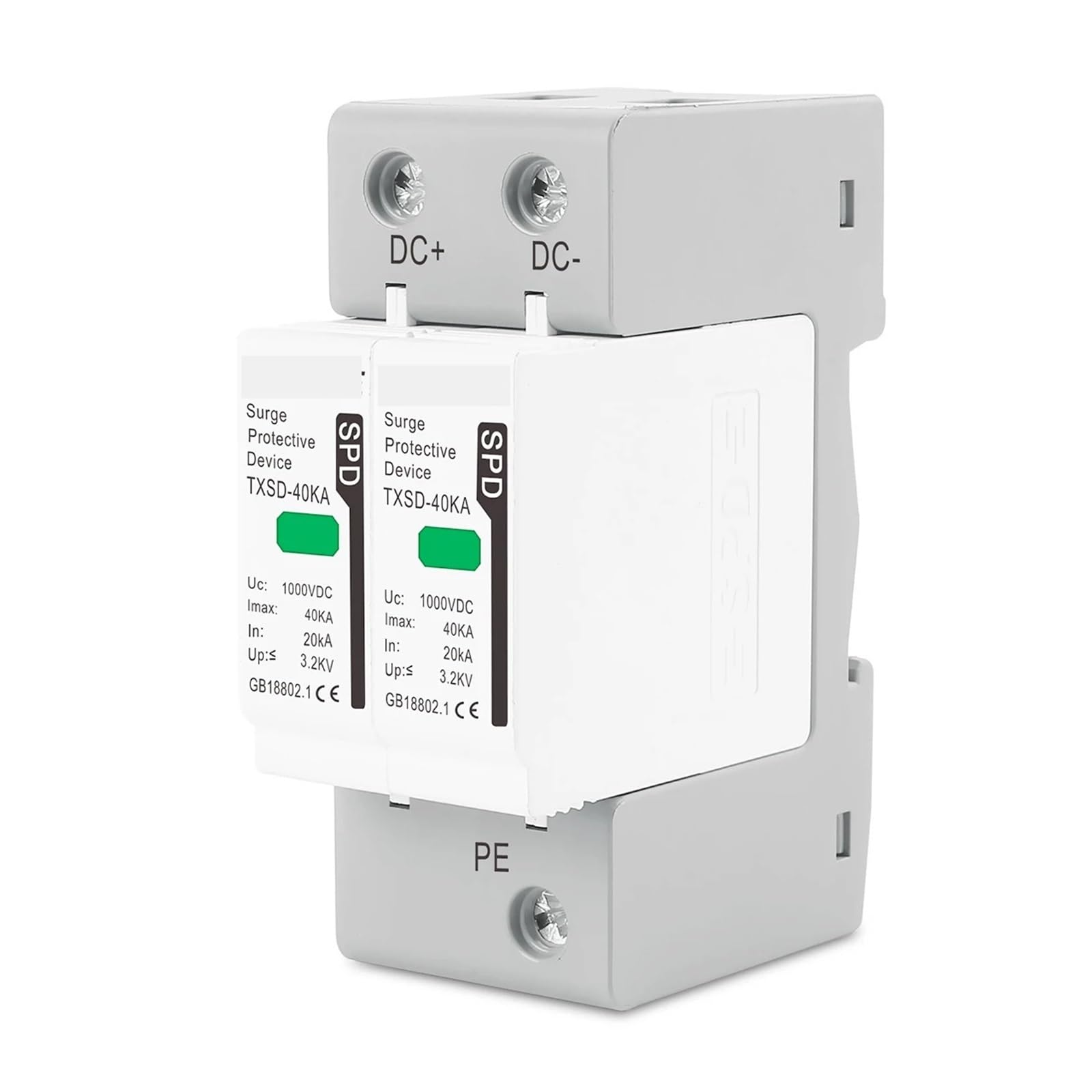 Dispositivo di protezione contro le sovratensioni DC SPD 600 V 800 V 1000 V 2P 20 KA 40 KA 60 KA Scaricatore fotovoltaico solare fotovoltaico (60 KA, DC800 V)