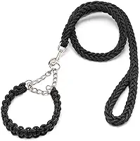 Guia Coleira Unificada Super Resistente Artesanal – Enforcador Reforçado para Cachorros de Médio e Grande Porte(Preto)