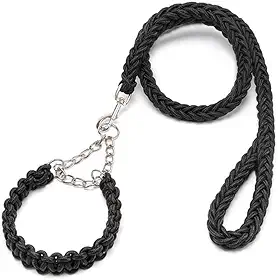 Guia Coleira Unificada Super Resistente Artesanal – Enforcador Reforçado para Cachorros de Médio e Grande Porte(Preto)
